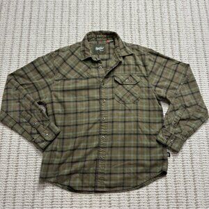 Howler Bros Men's Medium Green Plaid Flannel Button Down Long Sleeve Shirt